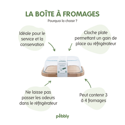 Boîte à Fromage en Verre et Bambou - Pebbly