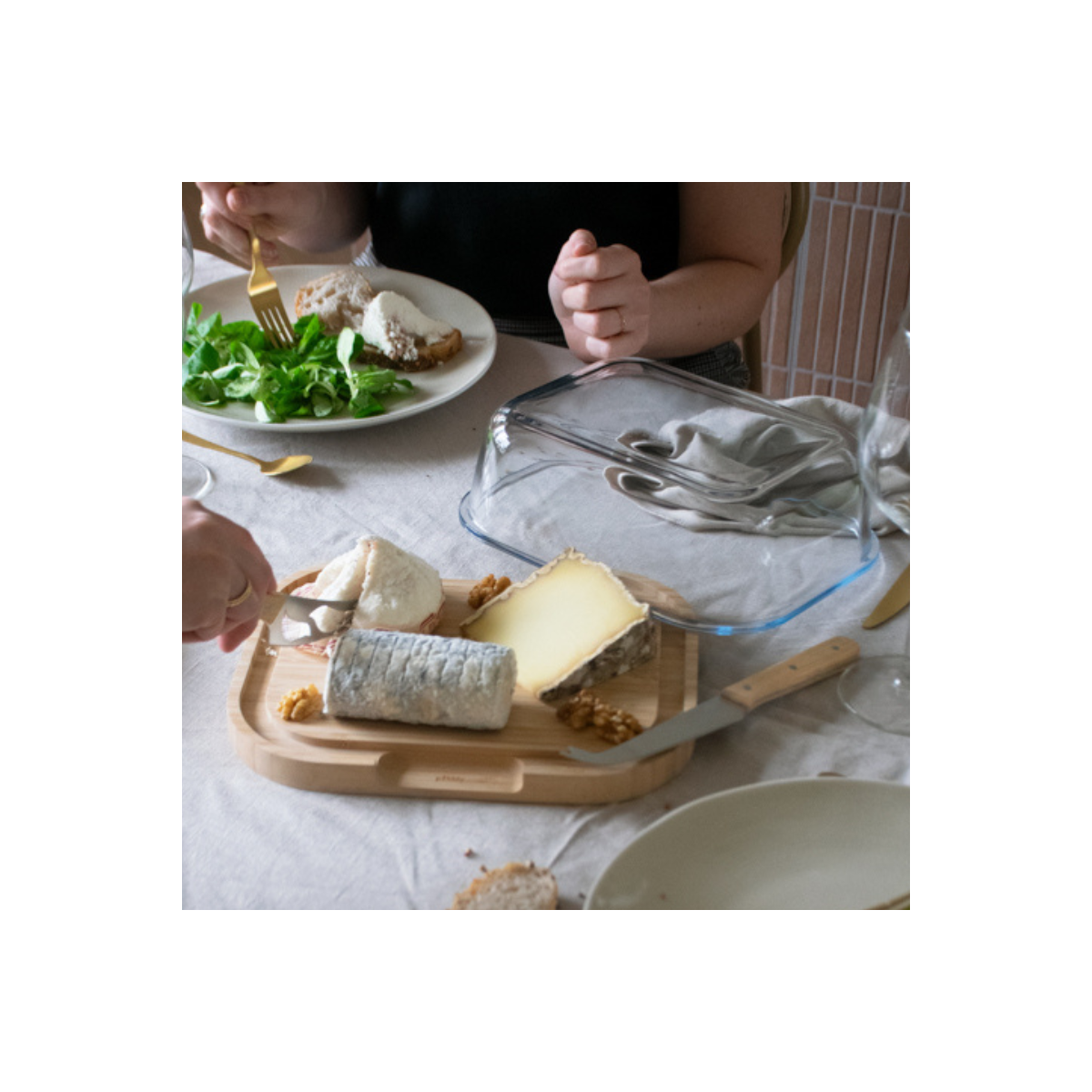 Boîte à Fromage en Verre et Bambou - Pebbly