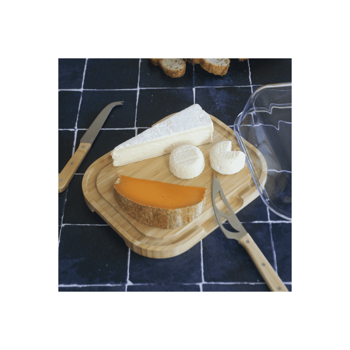 Boîte à Fromage en Verre et Bambou - Pebbly