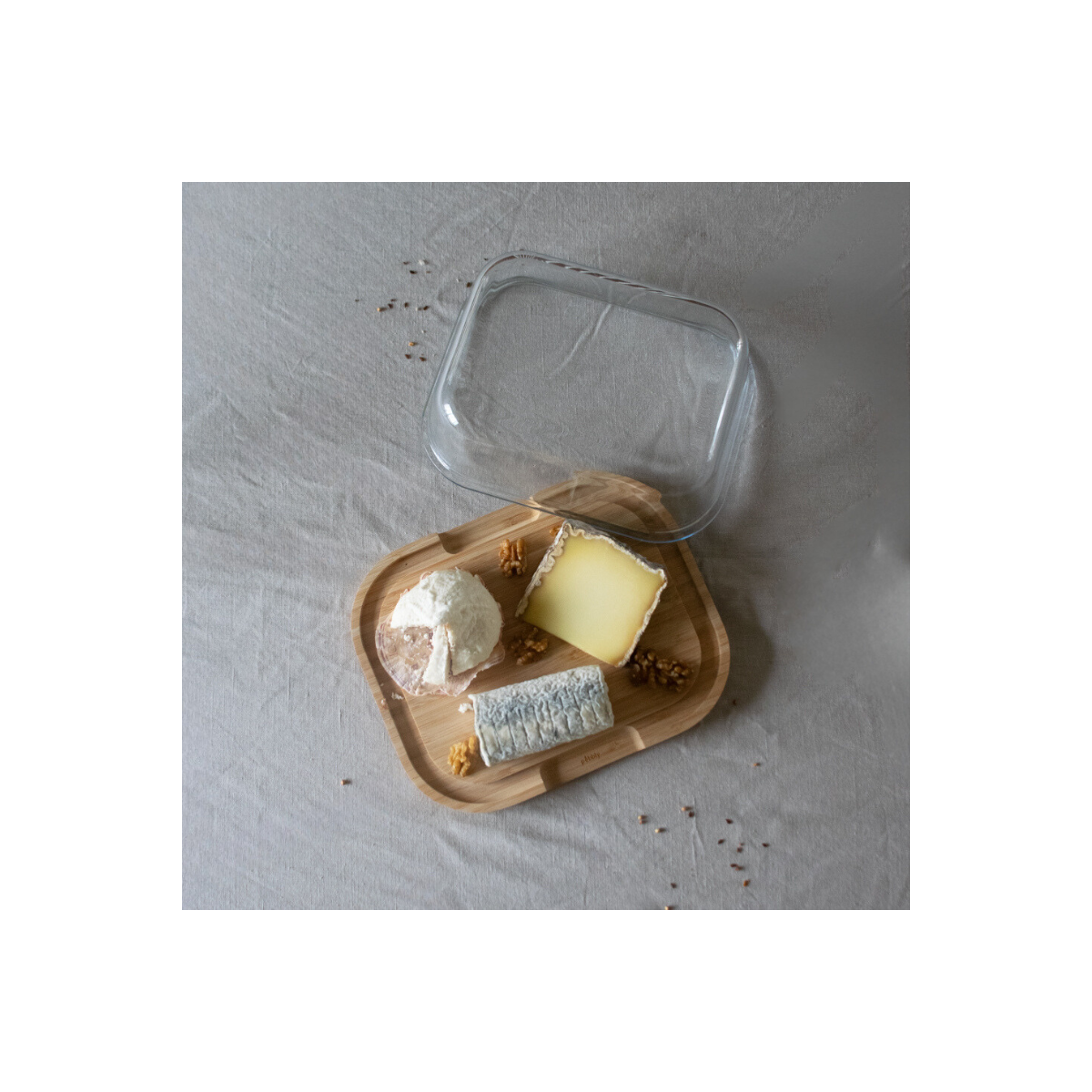 Boîte à Fromage en Verre et Bambou - Pebbly