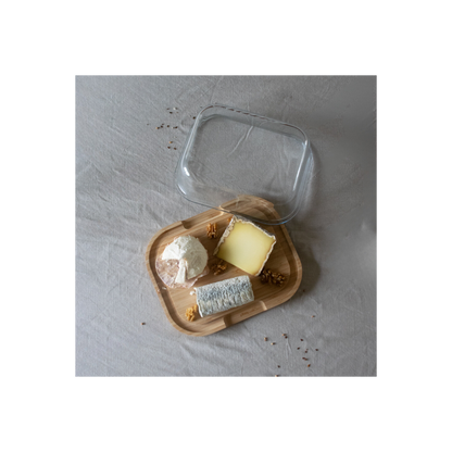Boîte à Fromage en Verre et Bambou - Pebbly