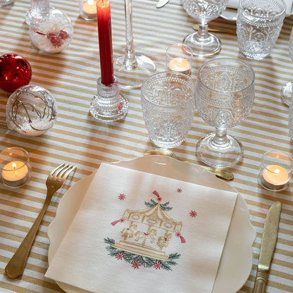 Serviette de table motif carrousel vintage de Noël