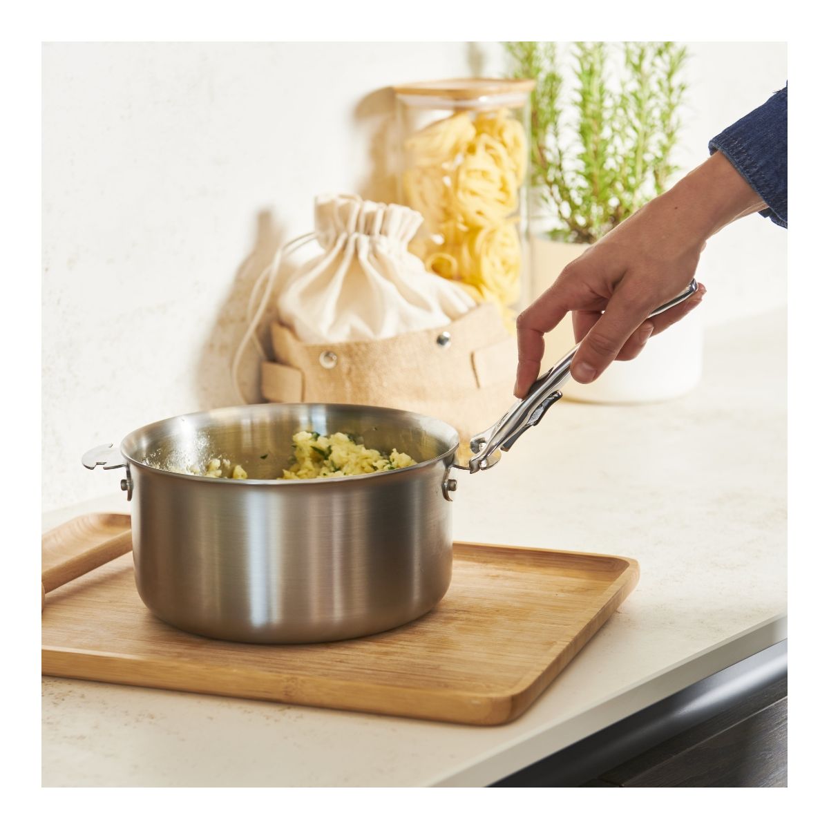 Casserole en inox amovible Alchimy Loqy De Buyer - Inox multicouche, poignée amovible