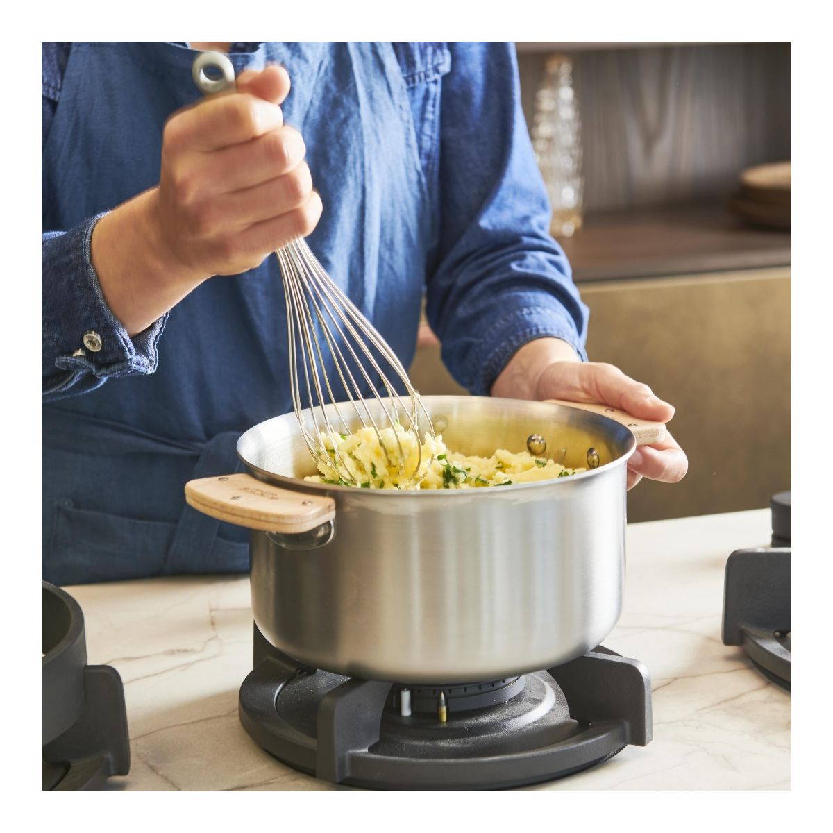 Casserole en inox amovible Alchimy Loqy De Buyer - Inox multicouche, poignée amovible