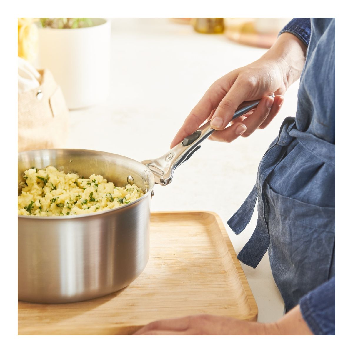 Casserole en inox amovible Alchimy Loqy De Buyer - Inox multicouche, poignée amovible