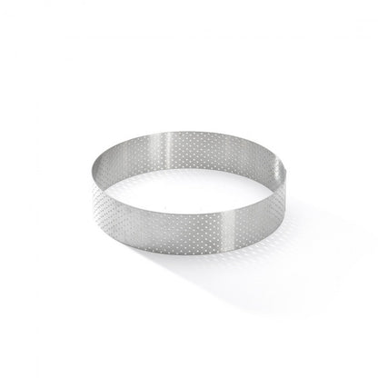 Cercle à tarte rond VALRHONA, inox perforé Ht 3,5 cm - De Buyer