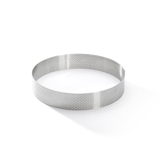 Cercle à tarte rond VALRHONA, inox perforé Ht 3,5 cm - De Buyer
