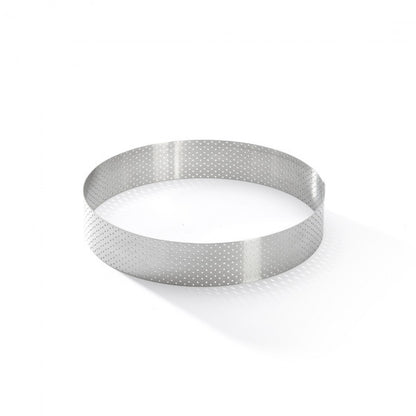 Cercle à tarte rond VALRHONA, inox perforé Ht 3,5 cm - De Buyer