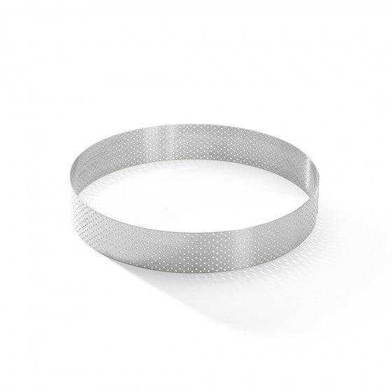 Cercle à tarte rond VALRHONA, inox perforé Ht 3,5 cm - De Buyer