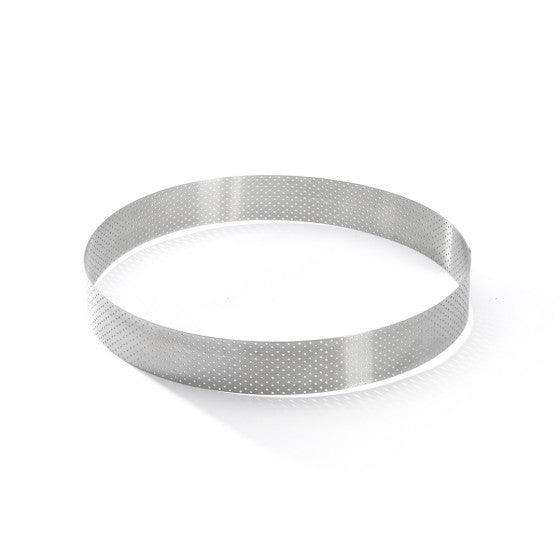 Cercle à tarte rond VALRHONA, inox perforé Ht 3,5 cm - De Buyer