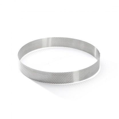 Cercle à tarte rond VALRHONA, inox perforé Ht 3,5 cm - De Buyer