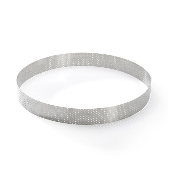 Cercle à tarte rond VALRHONA, inox perforé Ht 3,5 cm - De Buyer