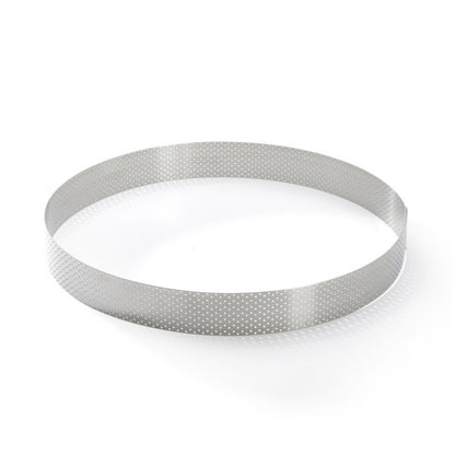 Cercle à tarte rond VALRHONA, inox perforé Ht 3,5 cm - De Buyer