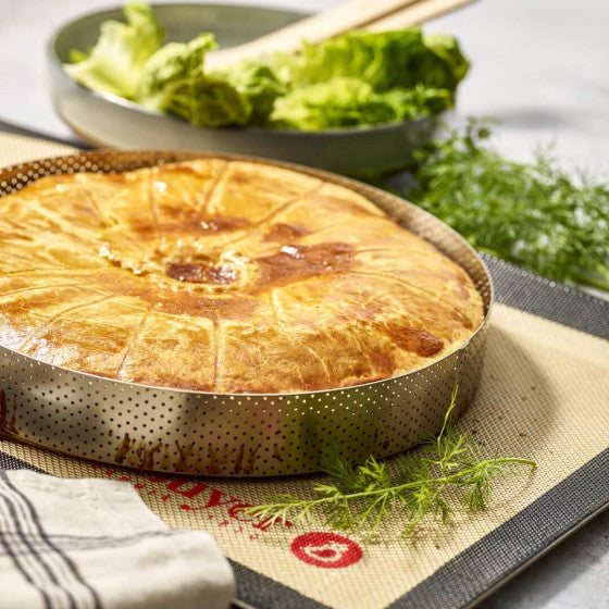 Cercle à tarte rond VALRHONA, inox perforé Ht 3,5 cm - De Buyer