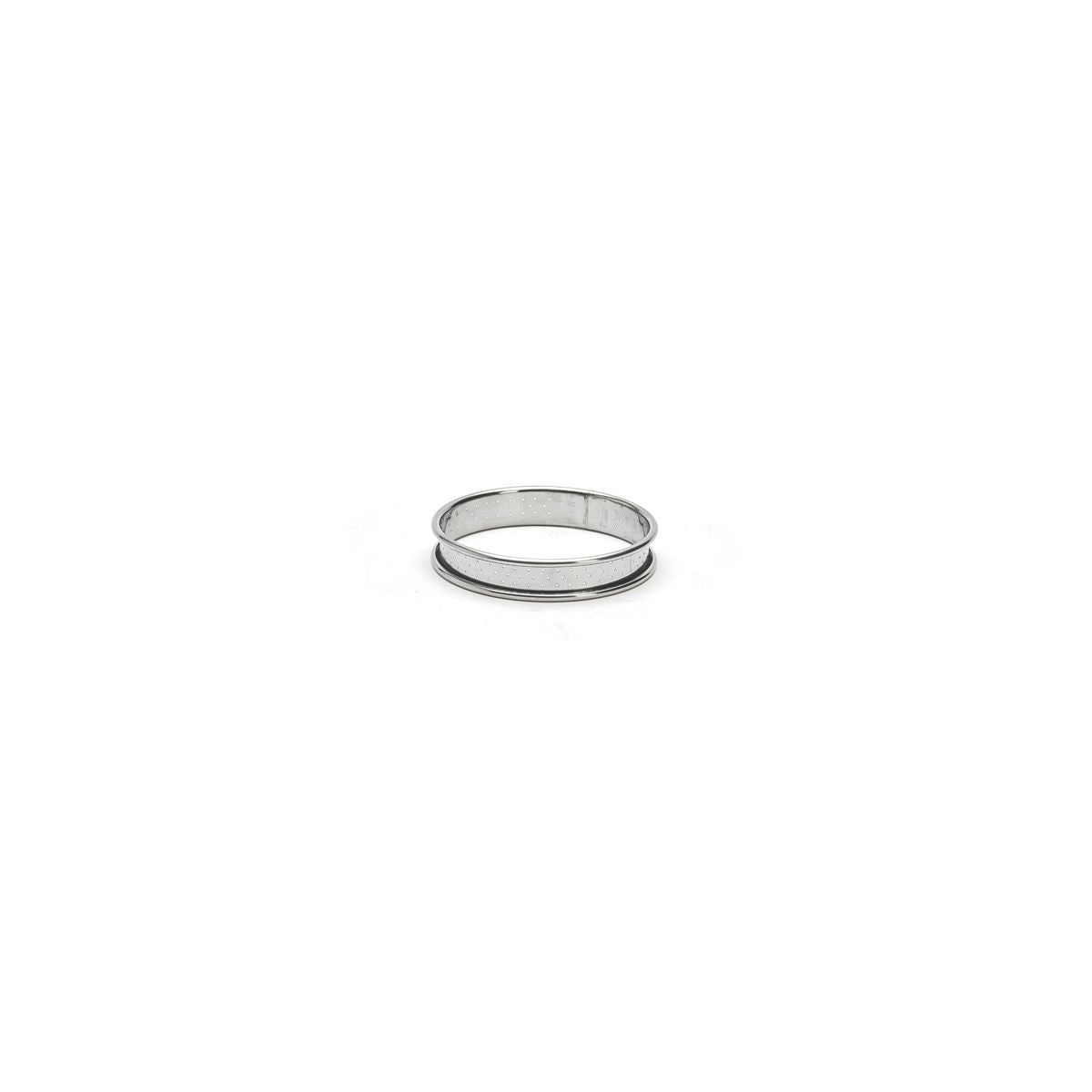 Cercle à tarte rond inox perforé bord roulé H.2cm De Buyer - Acier inoxydable qualité ressort, perforé