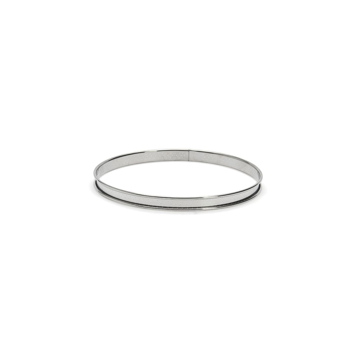 Cercle à tarte rond inox perforé bord roulé H.2cm De Buyer - Acier inoxydable qualité ressort, perforé