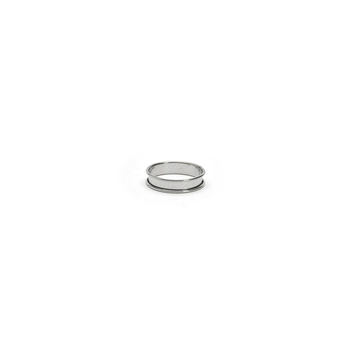 Cercle à tarte rond inox perforé bord roulé H.2cm - De Buyer