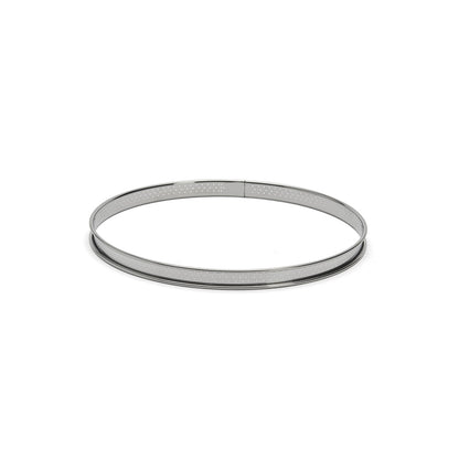 Cercle à tarte rond inox perforé bord roulé H.2cm De Buyer - Acier inoxydable qualité ressort, perforé