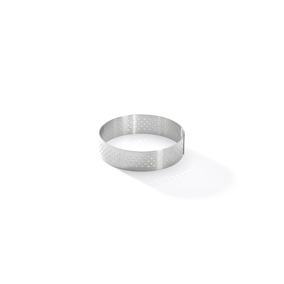 Cercle à tarte rond VALRHONA, inox perforé Ht 2 cm - De Buyer