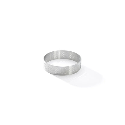 Cercle à tarte rond VALRHONA, inox perforé Ht 2 cm - De Buyer