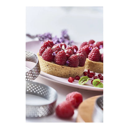 Cercle à tarte rond VALRHONA, inox perforé Ht 2 cm - De Buyer