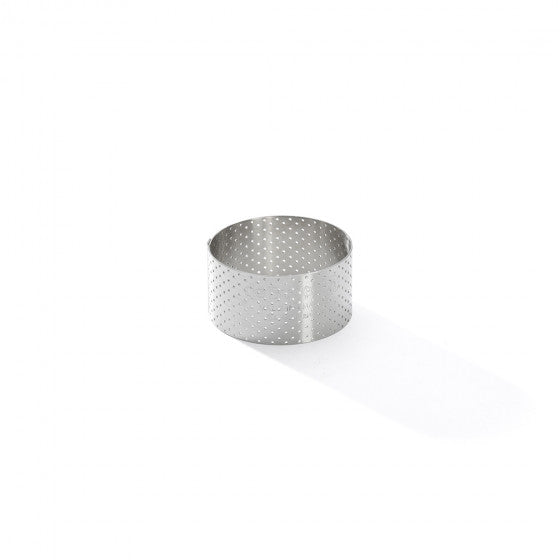 Cercle à tarte rond VALRHONA, inox perforé Ht 3,5 cm - De Buyer