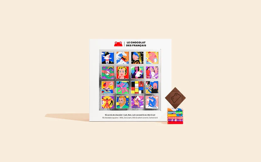 Coffret de 16 carrés 4 recettes de chocolat Bio - Le Chocolat des Français