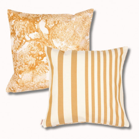 Coussin biface 40x40 cm adour curry/tree