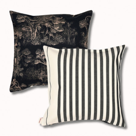 Coussin biface 40x40cm - sauvelade ecru/animalia