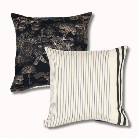 Coussin biface 40x40cm - sauvelade ecru/animalia