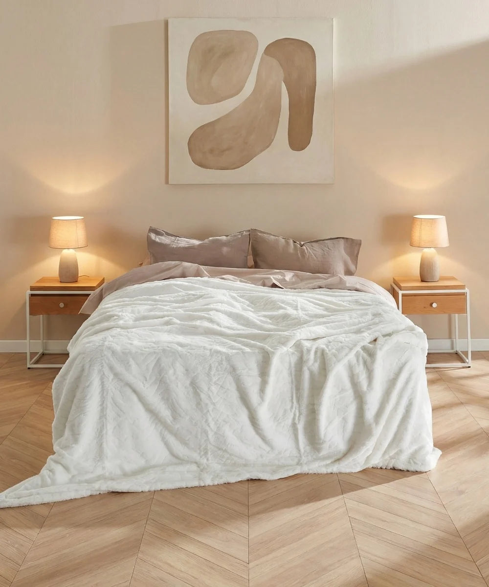 Couvre-lit Queen Size Ours Blanc Waro - motif ours blanc