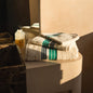 Drap de bain 150x100cm - raye ecru/menthe