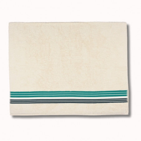 Drap de bain 150x100cm - raye ecru/menthe