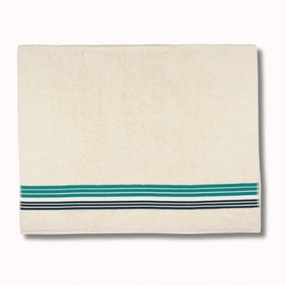 Drap de bain 150x100cm - raye ecru/menthe