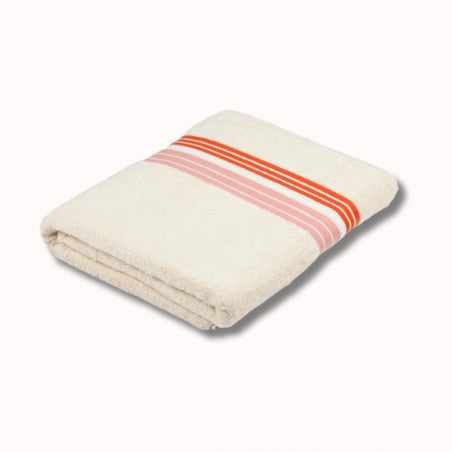 Drap de bain 150x100cm - raye ecru/oeillet