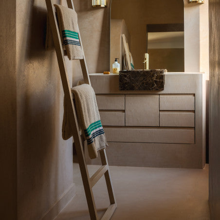 Drap de douche 130x70cm - raye ecru/menthe
