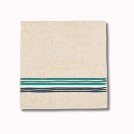 Drap de douche 130x70cm - raye ecru/menthe