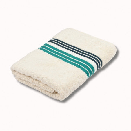 Drap de douche 130x70cm - raye ecru/menthe