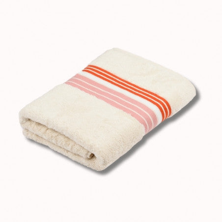 Drap de douche 130x70cm - raye ecru/oeillet