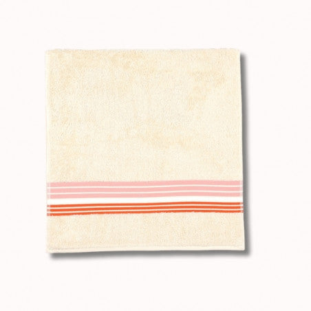 Drap de douche 130x70cm - raye ecru/oeillet