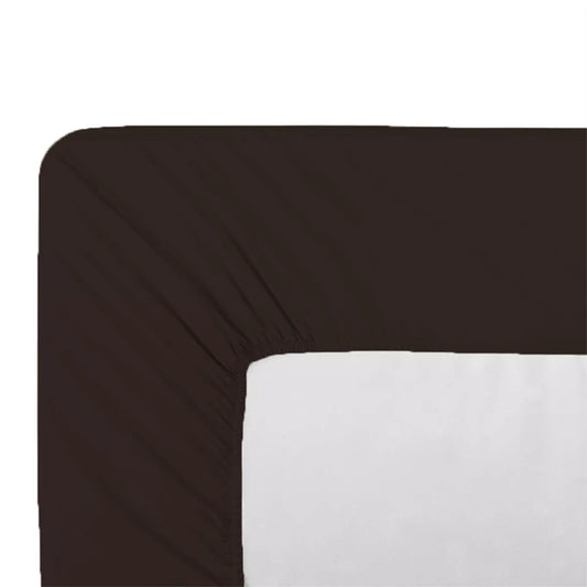 Drap-housse Giulia Chocolat en percale de coton - coloris uni