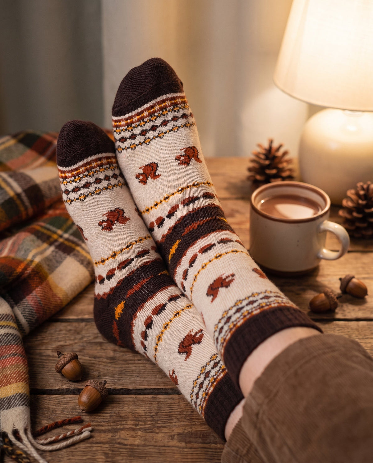 Chaussettes Ekorn Squirrel Nordic Socks - Polar Star, motif intérieur