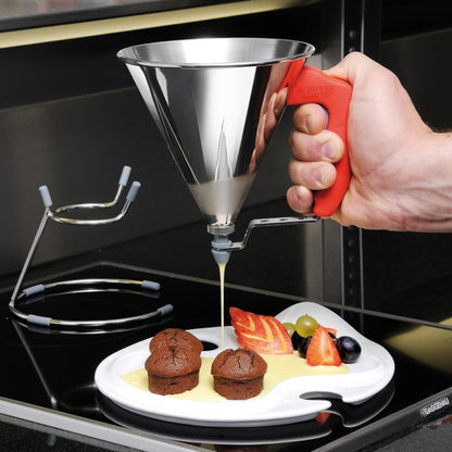 Entonnoir à piston avec pied 0,8L en inox - De Buyer