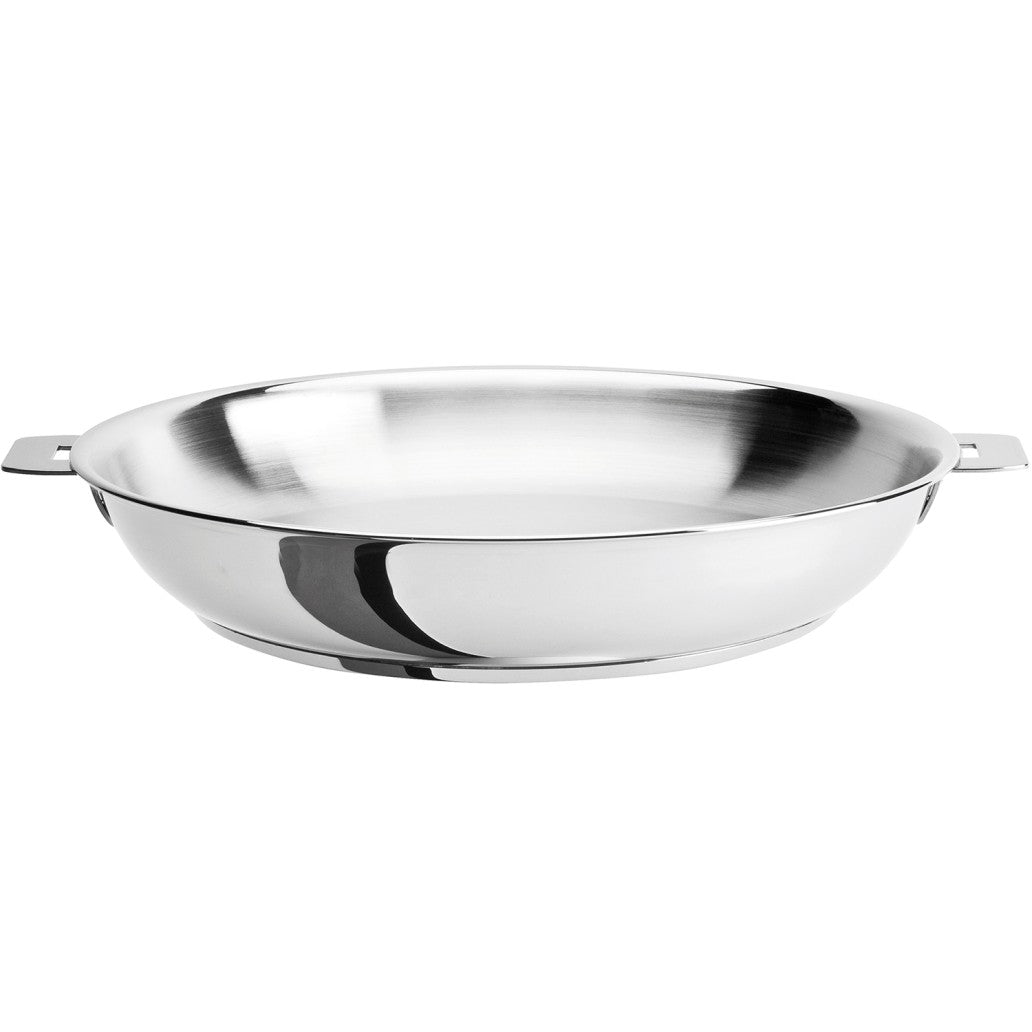 Set de 2 poêles hautes Mutine Cristel - inox brillant et poignée noire amovible