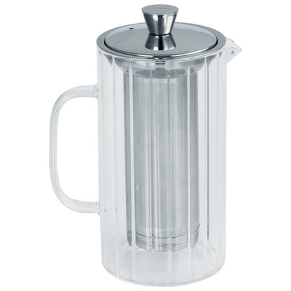 Théière Breakfast striée en verre avec filtre inox