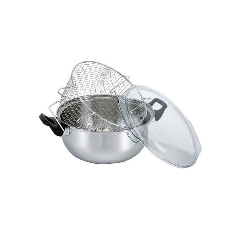 Friteuse Beka en inox avec panier et couvercle en verre