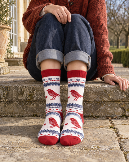 Chaussettes Fugl Bird and Heart Nordic Socks - Polar Star, motif extérieur