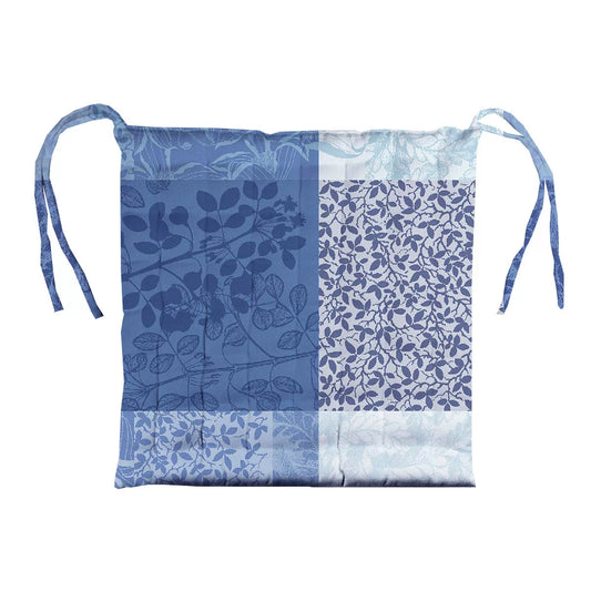 Galette de chaise Mille rameaux bleu - Garnier-Thiebaut