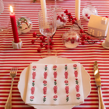 Serviette de table motif floral graphique scandinave