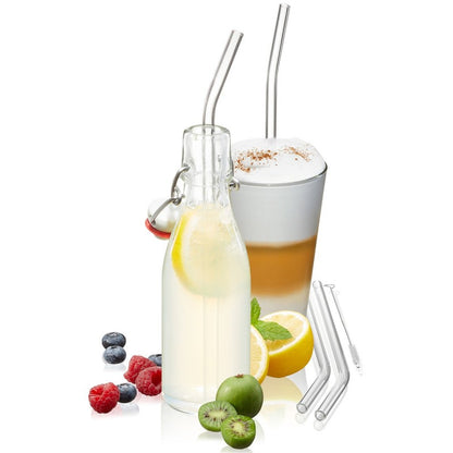 Lot de 4 pailles en verre future, 23 cm transparent, goupillon inclus - Gefu